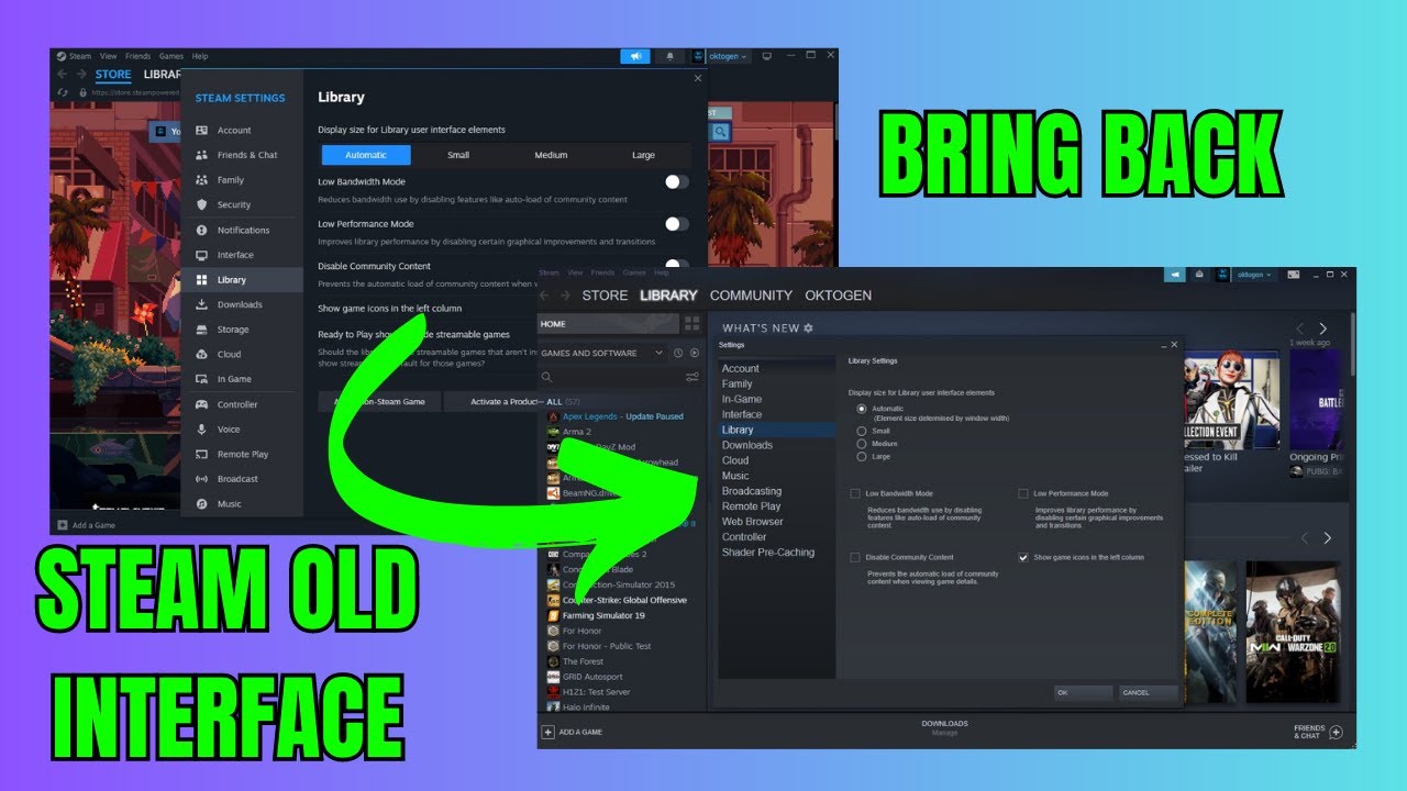 How to Go Back to Old Steam Interface YouTube