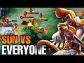 SUN VS EVERYONE!!😲 CAN SUN SURVIVE AGAINST FIVE ENEMY HERO IN RANK ? || INTENSE BATTLE - MLBB