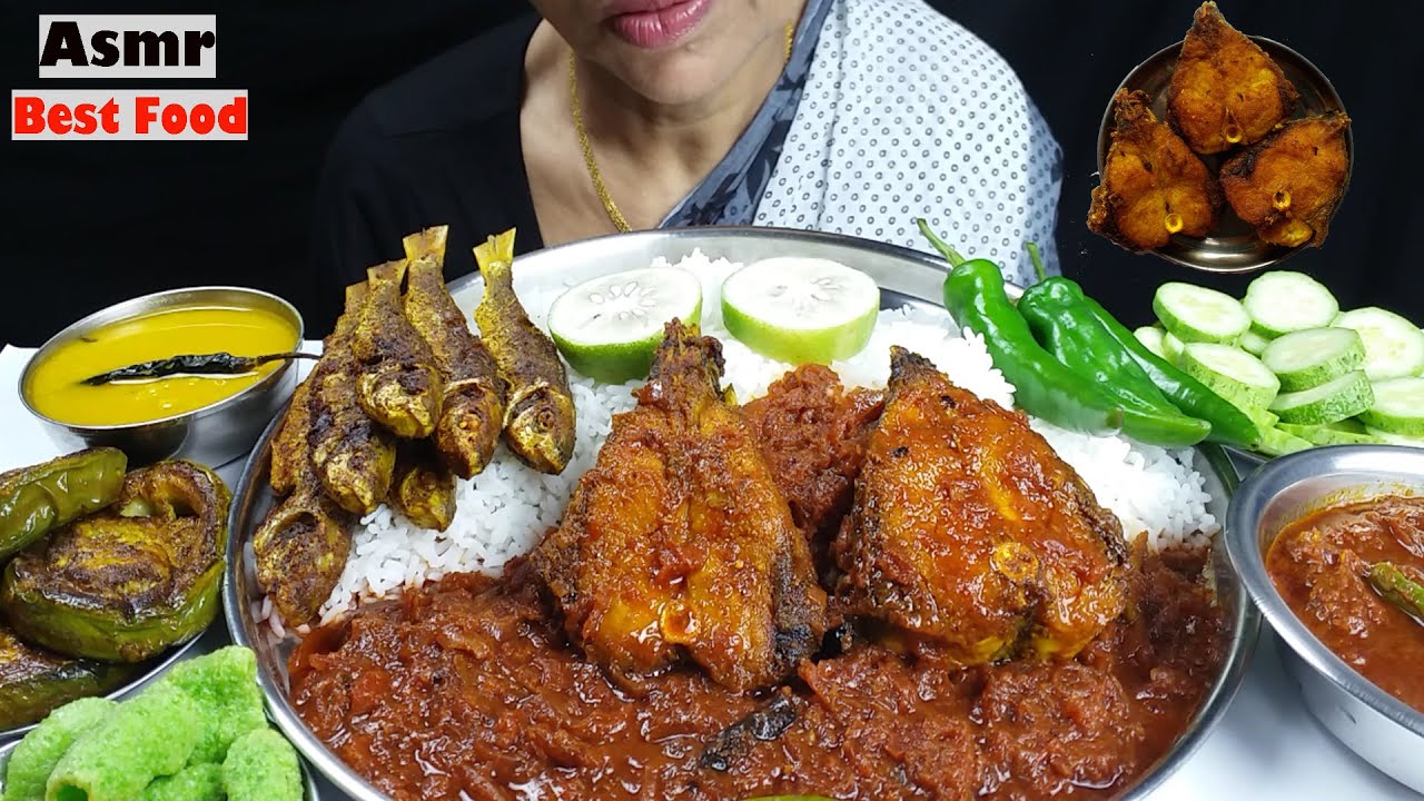 Asmr Best Masala Fish Curry Eating with Rice Mukbang