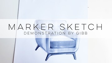 How to color render a chair using GRAY SCALE MARKERS -  timed lapsed DEMONSTRATION