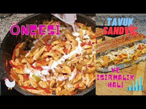 TAVUK SANDVİÇ.- sıcak Soslu tavuk sandviç tarifi? chicken recipe!! chicken wing chicken wing..