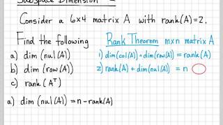 Linear Algebra Example Problems - Subspace Dimension #2 (Rank Theorem)