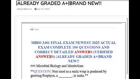MBIO 3401 FINAL EXAM NEWEST 2026 ACTUAL EXAM COMPLETE 100 QUESTIONS AND CORRECT DETAILED ANSWE