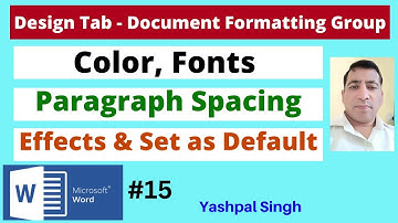 Document Formatting Group in  Design Tab | color | Fonts | paragraph Spacing | |Effects| |MS Word |