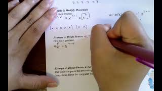 Pre-Alg 4-6 Multiplying and Dividing Monomials