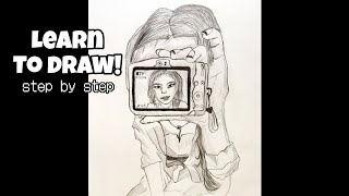 A girl holding camera | No Blending Stump | Full tutorial with measurements! #subscribe #like #share