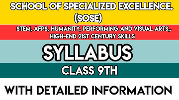SOSE | CLASS 9th | ENTRANCE DETAILED SYLLABUS | HUMANITIES | STEM | AFPS | PERFORMING VISUAL ARTS