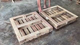 صنع سرير من خشب الصناديق