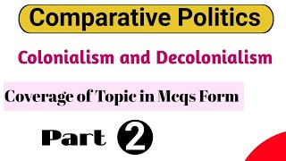 Mcqs on Colonialism and Decolonialism |Comparative Politics|