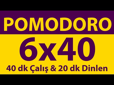 Pomodoro Tekniği | 6 x 40 Dakika | 40 dk Çalış & 20 dk Dinlen | Pomodoro Sayacı | Alarmlı | Müziksiz