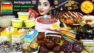 Eating Rasmalai,Rasgulla,Gulab Jamun,Chocolate Ice Cream Cake Indian Sweets ASMR Eating Mukbang