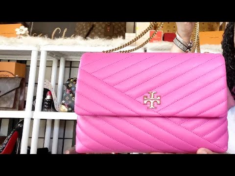 TORY BURCH KIRA BAG CHEVRON QUILTED LEATHER CONVERTIBLE SHOULDER BAG CRAZY  PINK REVEAL - YouTube