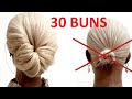 30 двухминутных пучков на редкие волосы.  30 two-minute buns for sparse hair.