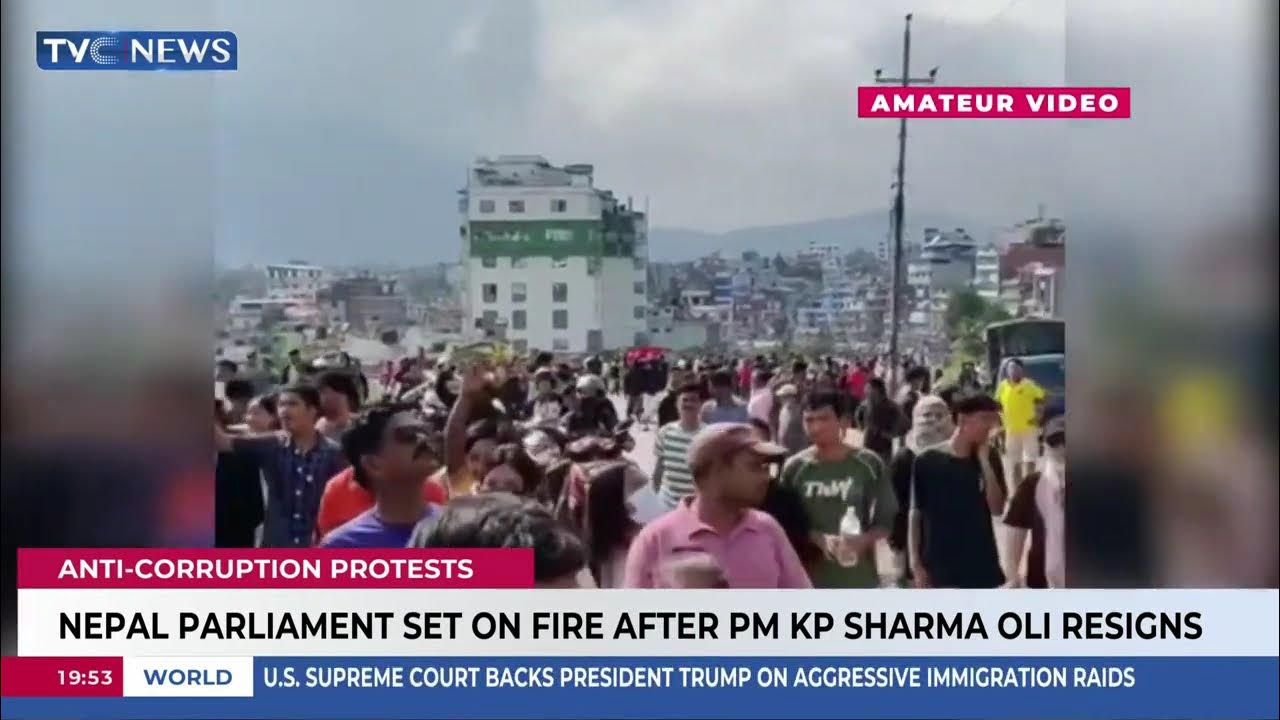 NEPAL Parliament Set On Fire After PM KP Sharma Oli Resigns