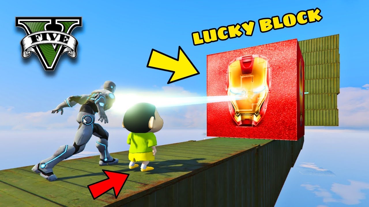 GTA 5  SHINCHAN OPENING RARE IRON MAN LUCKY BLOCKS IN GTA V 