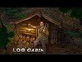 Bushcraft log cabin shelter, dreams come true, bushcraft shelter FULL SEASON, off grid living