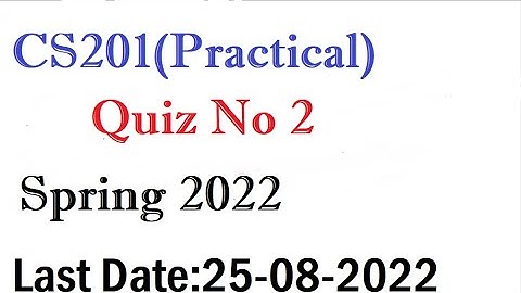 CS201(Practical) Quiz No 2 Spring 2022||Intoduction To Programming(Practical)