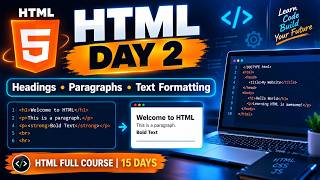 HTML Tutorial for Beginners Day 2 in English | Headings, Paragraphs & Text Formatting | Full Course