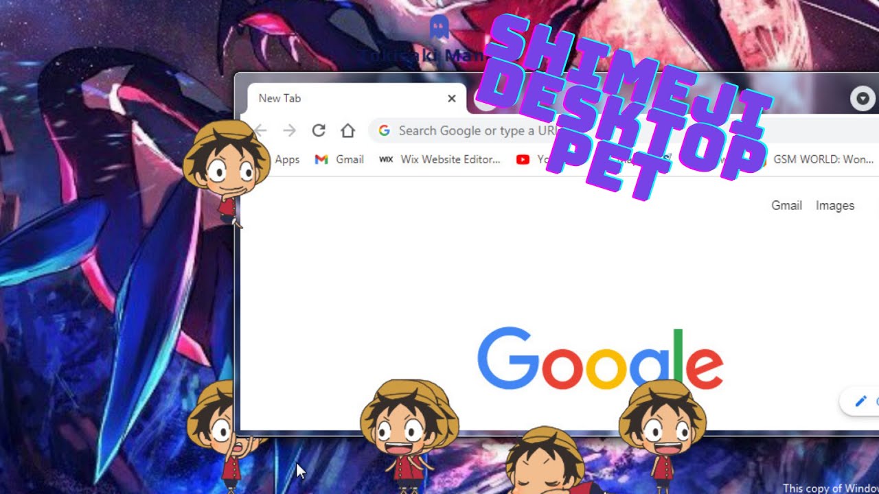 shimeji Luffy Nuôi luffy ngoài màn hình máy tính My luffy live in