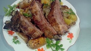 ПРОСТОЙ РЕЦЕПТ Вкуснейших свиных рёбрышек запечённых в духовке с картофелем ПРОСТОЙ РЕЦЕПТ Вкуснейших свиных рёбрышек запечённых в духовке с картофелем