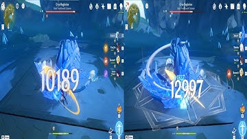 Shenhe Buffing C0 Eula with Level 9 Talents Damage Comparison