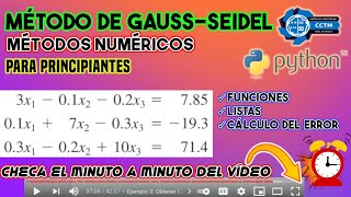 🐍 Gauss Seidel programado en Python para principiantes | Método iterativo | Funciones y listas
