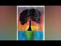 Sunset landscape painting   sunset lake painting  acrylic paint for beginners