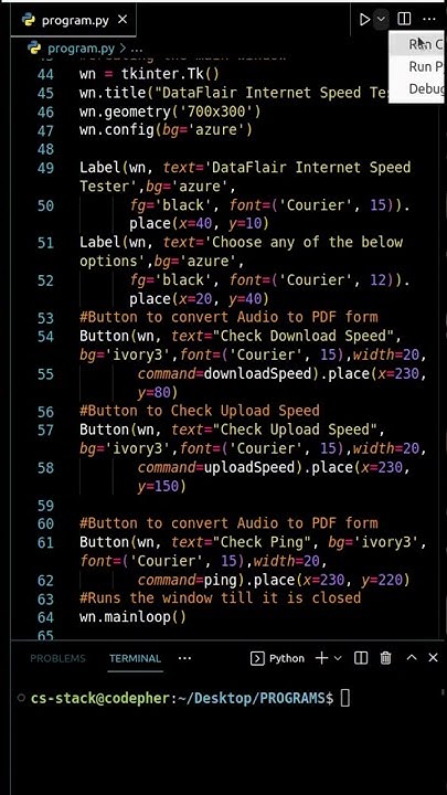Python Program To Create An Internet Speed Tester App || Code in ...