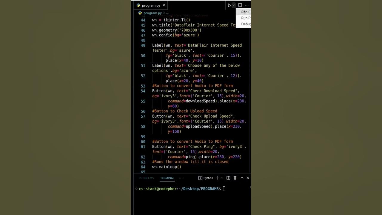 Python Program To Create An Internet Speed Tester App || Code in ...