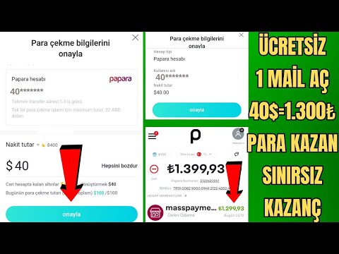 1 GMAİL AÇ 40$ DOLAR KAZAN (Papara Para Kazanma) - İnternetten Para Kazanma - Bedava Para Kazanma