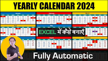 Yearly Calendar in Excel  in Hindi 2024 / Excel Yearly Calendar / Calendar
