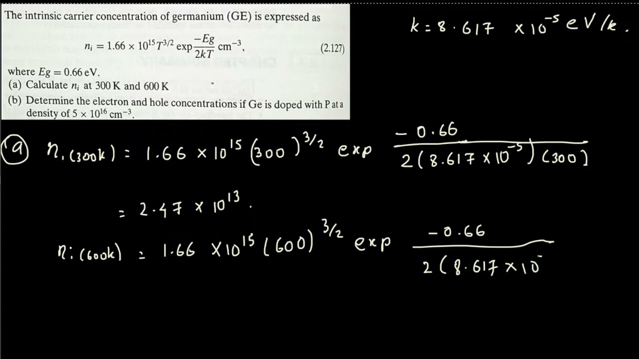 The Intrinsic Carrier Concentration Of Germanium GE Is Expressed As The Intrinsic Carrier Concentration Of Germanium GE Is Expressed As