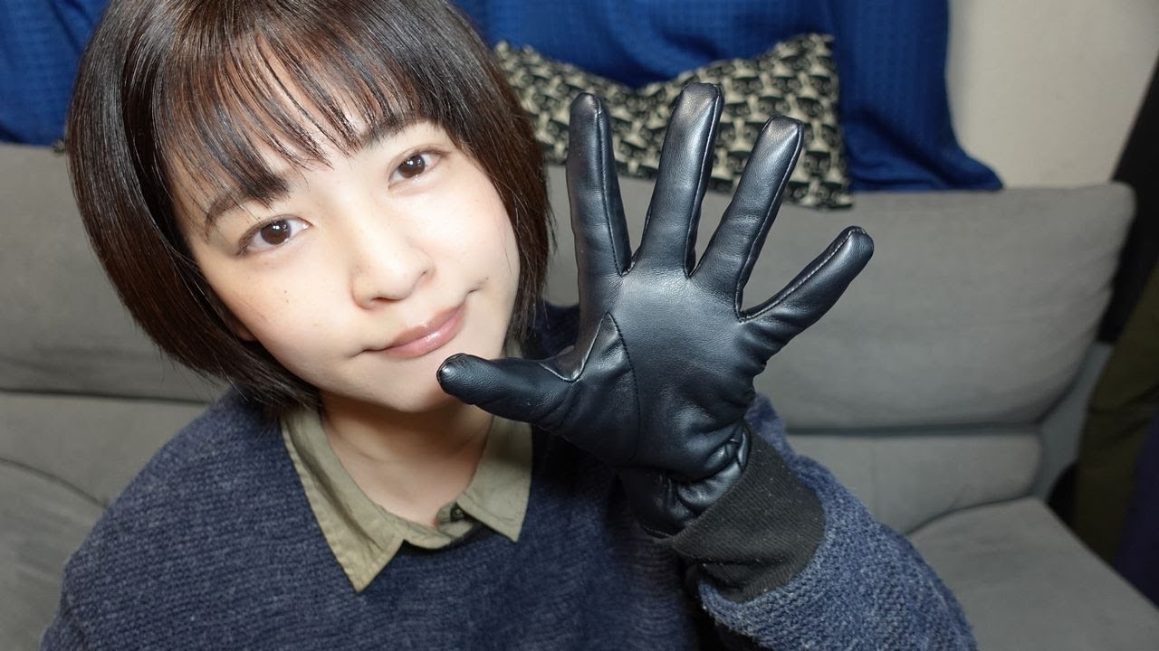 黒の革手袋で手遊び「てぶくろ動物」やってみた　I tried playing with black leather gloves 