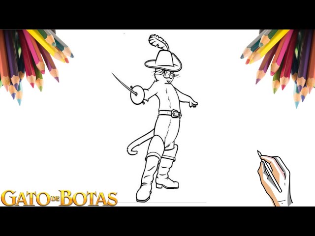 Gato das Botas Shrek para Colorir - Puss in Boots para pintar