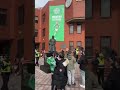 Hearts players leaving Celtic Park after the game