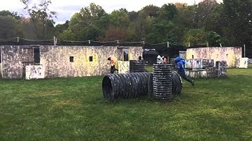 Ian and Jerald running the gauntlet Paint Ball 2014