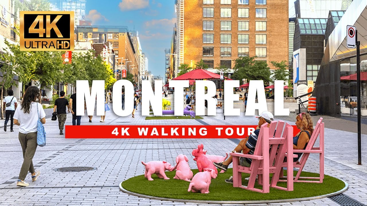 Montreal, Canadá | Quartier des Spectacles | Recorrido a Pie 4K