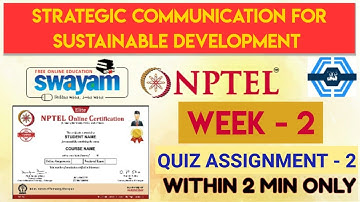 Strategic Communication For Sustainable Development Week 2 Quiz Assignment Solution | NPTEL 2023 |