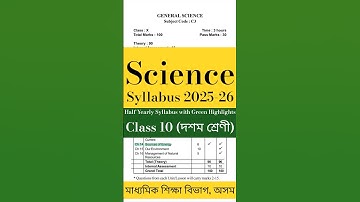 SEBA Half Yearly Class 10 Science Syllabus 2025-26