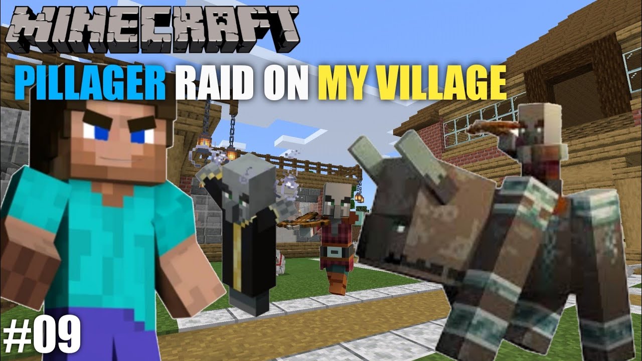 PILLAGER RAID ON MY VILLAGE (Minecraft gameplay#09) - YouTube