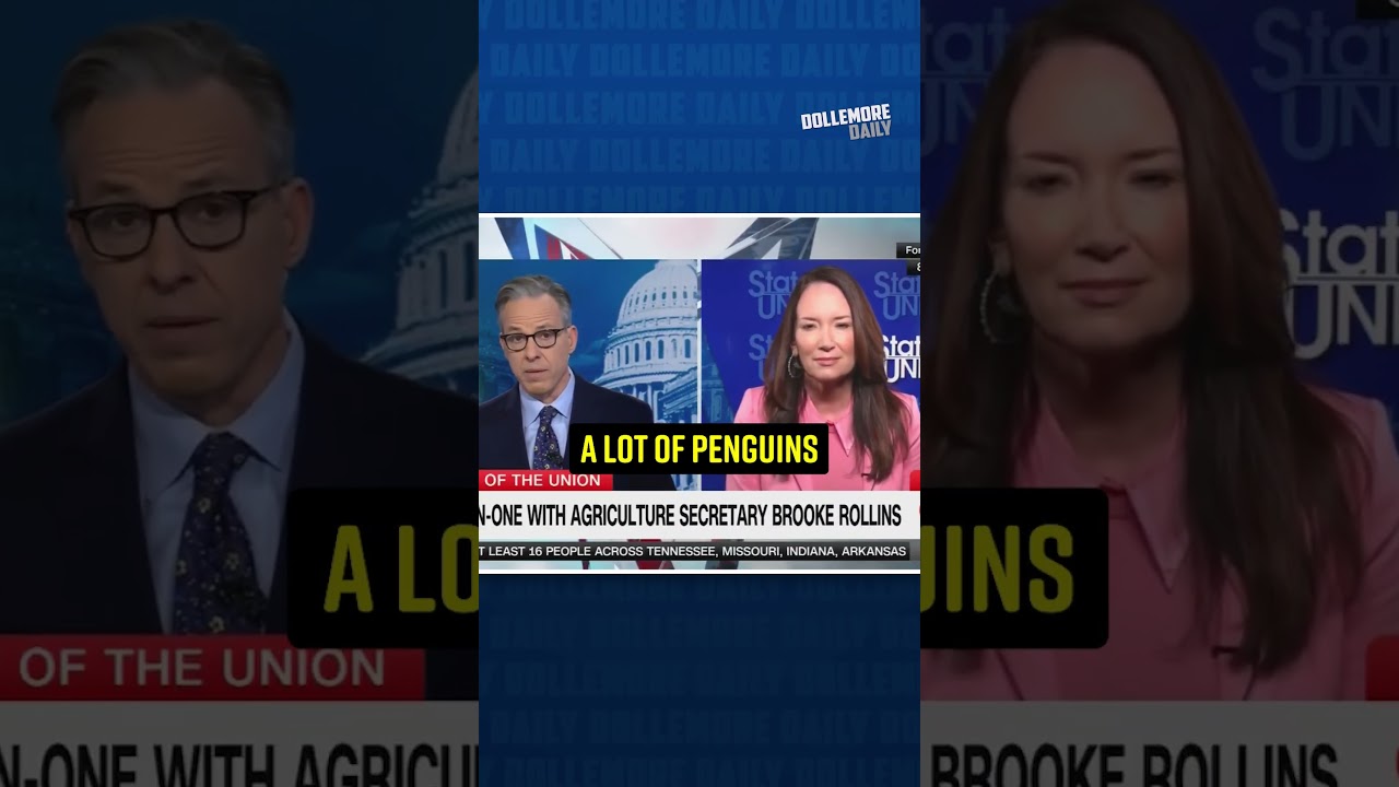 Trump Cabinet Secretary SHORT CIRCUITS When Jake Tapper Asks About Tariffs on Penguins!!! #shorts