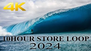 🔵4k (ASMR) 2024 - 10 Hour Store Loop - Pipeline and Teahupo'o - With Relaxing Music☑️