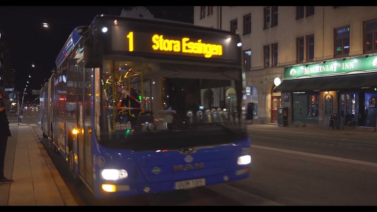 Sweden, Stockholm, bus 1 night ride from S:t Eriksgatan to Essingetorget