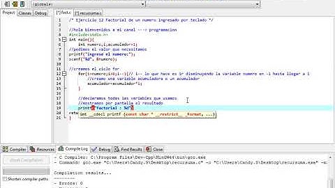 Programación en c Ejercicio 12: Factorial de un numero | Ciclo for