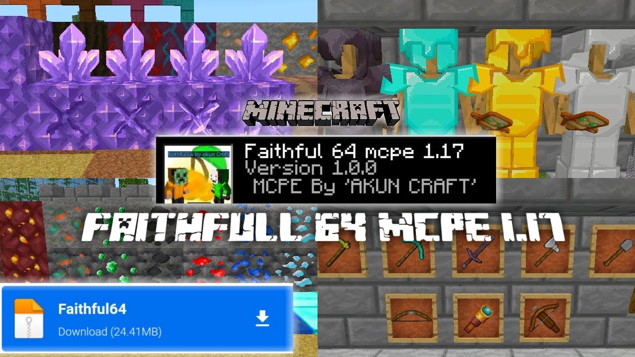 Download Texture Pack Faithfull 64x64 MCPE 1.17 SUPPORT RAM 1 GB - YouTube