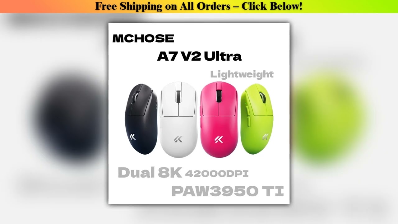 MCHOSE A7 V2 Ultra Gaming Mouse PAW3950 TI Sensor Dual 8000Hz 20000fps 42000DPI 750IPS Imported