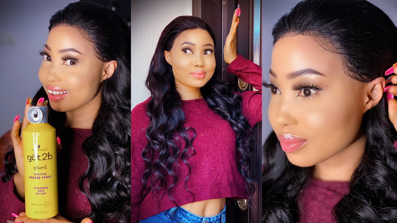HOW I LAY MY LACE WIG USING GOT2B GLUE HAIRSPRAY YouTube