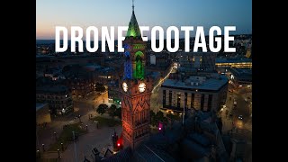 Bradford Town Hall Clock (Drone Footage),(4K)
