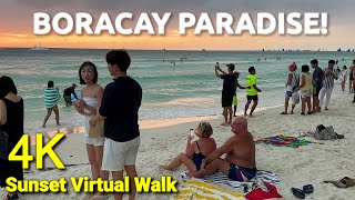 🇵🇭 4K | BORACAY Virtual Tour during Sunset! | Beach Walking in Boracay Island, Philippines