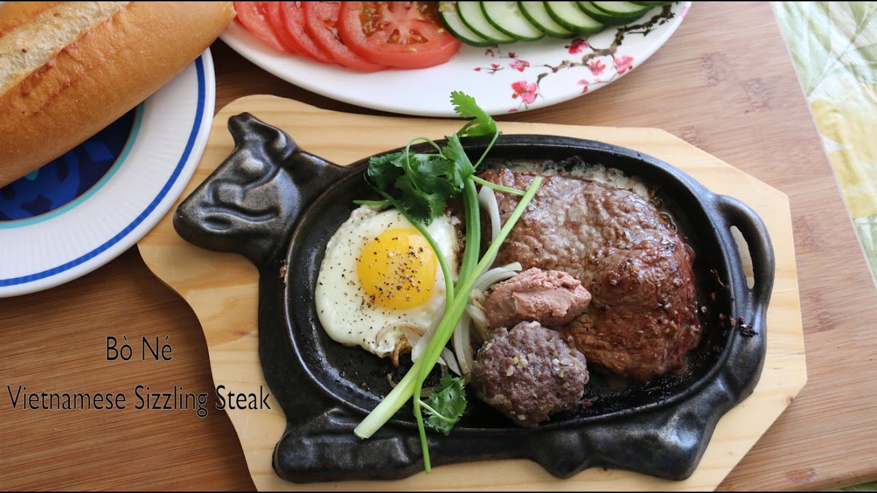 Bò Né Recipe Vietnamese Sizzling Steak with Egg and Pâté YouTube
